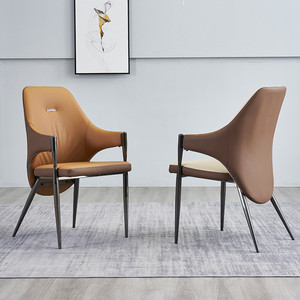 Silla de <span class=keywords><strong>Comedor</strong></span> Nórdica Italiana Moderna de Lujo, Tapizada en Cuero PU, con <span class=keywords><strong>Cuatro</strong></span> Patas Metálicas Resistentes para <span class=keywords><strong>Comedor</strong></span> - Product Image 2