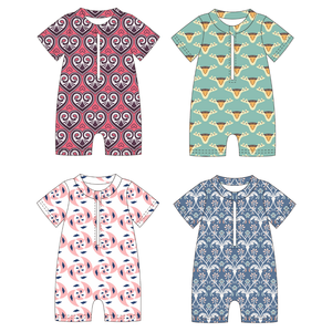 Costume da Bagno Premium per Neonati, Tutina a Maniche Corte in Poliestere, Body Intero con Stampa Vintage per Neonati e Bambini - Product Image 1