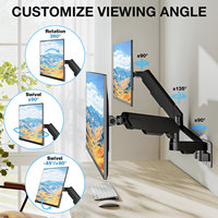 Nouveau support mural pour moniteur en acier allié à double ressort à gaz, mouvement complet, inclinaison, rotation, 2x 17-34 pouces, 2-10 kg, VESA 75x75