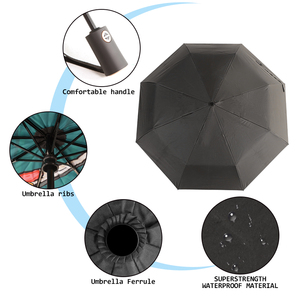 Two layer fabric umbrella logo print inside heat transfer printing 21inch 97cm compact umbrella for travel - Product Image 4