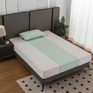 Drap plat cyan antibactérien écologique durable brodé 400TC antistatique ESD pour la maison et l'hôtel - Product Image 3