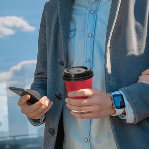 Vaso de Café Desechable de 12 oz con <span class=keywords><strong>Tapa</strong></span>, Vaso de Pared Corrugada Aislante Biodegradable de Grado Alimenticio, Utilizado en Oficinas y Cafeterías - Product Image 6