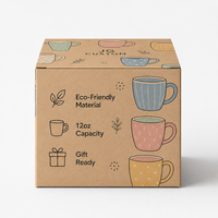 Boîtes en carton ondulé Kraft en gros, personnalisées avec logo imprimé, pour tasses à café écologiques, emballage à rabat ondulé, boîtes recyclables