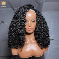 Demi-Perruque 3/4 en Cheveux Humains Bouclés Birmans, Sans Colle, Améliorée 3 en 1, avec Cordon de Serrage, Clip Invisible à Retourner