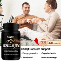 Capsules de Shilajit et Ashwagandha de l'Himalaya Bioby 10-en-1 à force maximale, marque privée OEM, pour stimuler l'énergie et soutenir le système immunitaire, 60 capsules