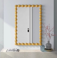 Miroir pleine longueur sur pied avec cadre perlé à bulles et bordure 3D de boules rouges pour chambre à coucher et décoration intérieure, vente en gros