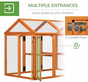 Corral de Madera para Pollos Grandes con Diseño Ventilado y Cerrable, Componentes Metálicos, Corral para Mascotas al Aire Libre, Naranja - Product Image 4