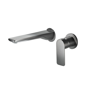 Robinet de lavabo mural à poignée unique, avec cartouche céramique, en cuivre, anti-éclaboussures, eau chaude et froide - Product Image 3