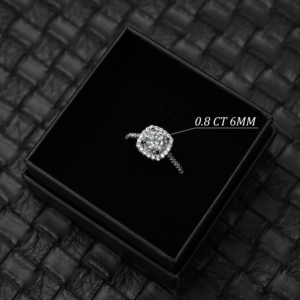 Adjustable 0.8CT 6MM <b>Cushion</b> Halo Moissanite Ring D VVS1 18K Gold Plated Wedding Jewelry for Women Wholesale Custom - Product Image 5