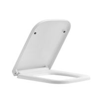 HUANGBO Couvercle de siège de toilette carré à fermeture lente en plastique UF, design moderne, pour hôtel, avec plaque tampon