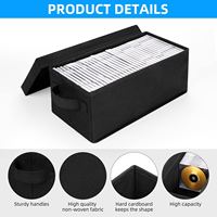 Boîte de rangement pliable rectangulaire anti-poussière pour DVD et CD avec couvercle, organisateur portable de type tiroir pour cassettes, disques et enregistrements