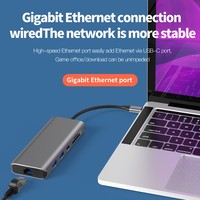 Hub USB-C 10-en-1 : Adaptateur Multiport USB-C vers HDMI 8K 30Hz et Ethernet, Station d'Accueil Double Moniteur