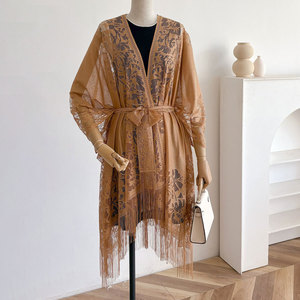 Ultimo Design: Scialle Vintage in Pizzo a Tinta Unita con <span class=keywords><strong>Apertura</strong></span> Frontale, Giacca Elegante per Feste, Scialle Lavorato a Maglia per Donne - Product Image 2