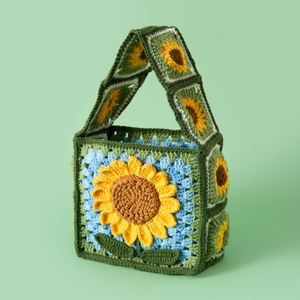 Handmade Crochet Sunflower Shoulder Bag Women's Cartoon Style Knitted Phone Bag Coin <b>Purse</b> - Product Image 4
