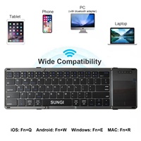 Keyboard Lipat 3 Saluran BT dengan Touchpad Nirkabel Portabel untuk Perjalanan, Kompatibel dengan IOS Android Windows Mac OS