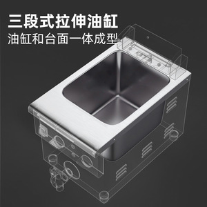 Friteuse à gaz professionnelle de style américain, à cuve unique et double panier, sur pied avec armoire pour cuisine d'hôtel - Product Image 6