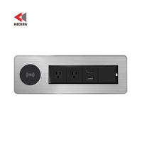 Multiprise de table rotative automatique avec prises escamotables intégrées (types A-B-C-G), 10A 20W, avec ports USB et chargeur sans fil