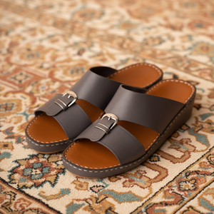 Sandales arabes de luxe personnalisées SHIKOL pour hommes, pantoufles en cuir véritable de qualité supérieure, fabriquées à la main, pour un usage quotidien, intérieur et extérieur, confortables - Product Image 1