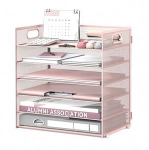 6 Tier Metal Mesh Paper <b>File</b> Organizer for Desk Paper Letter <b>Tray</b> Organizer Mesh Desk <b>File</b> Organizers with Handle - Product Image 4