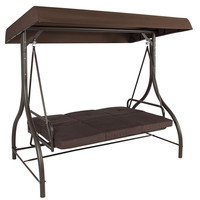 Chaise à bascule de luxe à 3 places très vendue - Auvent réglable et porte-gobelet, balançoire de jardin pour patio