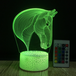 Đèn LED Ban Đêm 3D Illusion Đèn Horse Head Shape 7 Màu Sắc Thay Đổi Bé Phòng Ngủ Đèn Ngủ - Product Image 6