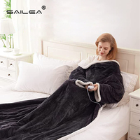 Couverture chauffante électrique portable SAILEA à chauffage rapide 100W, pour l'hiver, utilisation domestique, en fibre de polyester et flanelle, couleur unie
