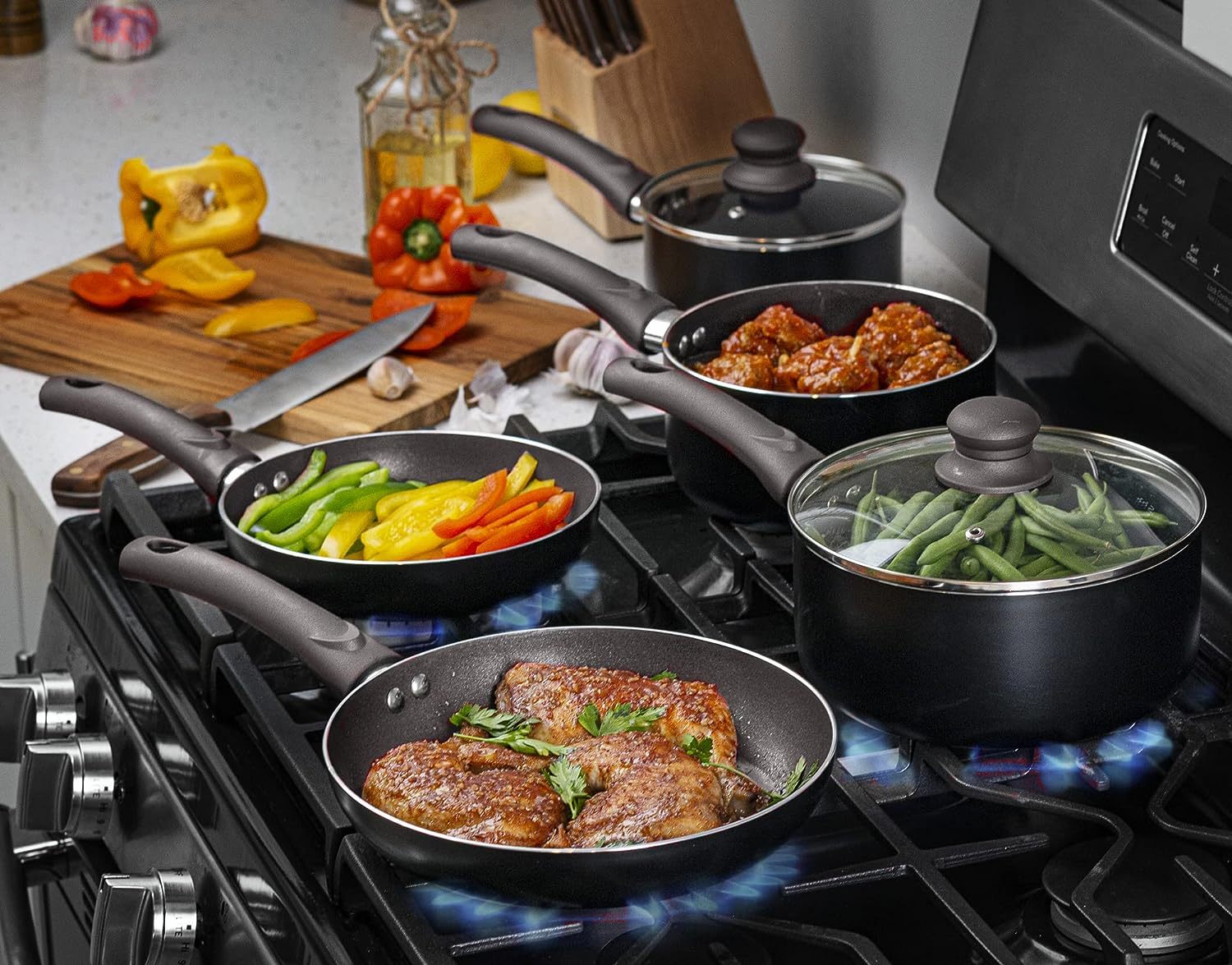 Pots And Pans Set Aluminum Nonstick Cookware Set Fry Pans Casserole With Lid Sauce Pan And Utensils 11 Piece Cooking Set · image 6