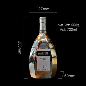Bouteille de brandy en argent brillant de 700 ml pour le brandy, le <span class=keywords><strong>cognac</strong></span> <span class=keywords><strong>VSOP</strong></span>, les spiritueux VIP haut de gamme, l'emballage de liqueurs - Product Image 5