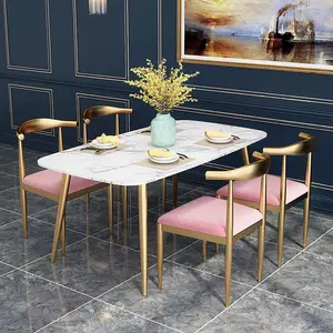 Magnifique Ensemble de Tables et Chaises de Salle à Manger en Marbre Moderne et Luxueux pour 8 Personnes et 6 Places - Product Image 1
