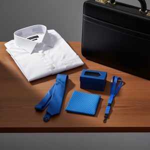 Cravate en polyester Angelina 74 cm x 7 cm bleu uni avec cordon pour homme - Product Image 2