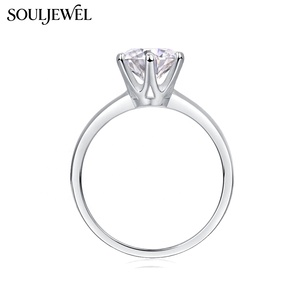 Кольцо для помолвки Souljewel из серебра 925 пробы с муассанитом 1 карат, классическое крепление «шесть крапанов», родированное, с сертификатом GRA, обручальное кольцо «Вечность» - Product Image 4