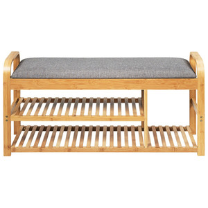Entryway 3-Tier Wooden Shoe Rack Bench with Cushion Side Table Hallway Spacious Space with Different Heights Comfortable Cushion - Product Image 6