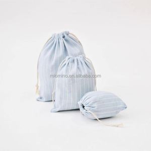 Blue Stripe Cotton Linen Drawstring <b>Bag</b> High Quality Reusable Dust Bread Storage Linen Bread <b>Bag</b> - Product Image 2