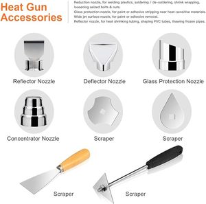 Pistolet thermique industriel portatif 5 étoiles à température réglable, accessoires de soudeuse à air chaud FR-HG10-E20-2, accessoire de pistolet thermique - Product Image 4