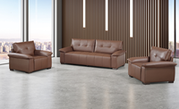 Ensemble de canapés de bureau modernes en cuir avec table basse, canapé-lit trois places au design simple pour la maison, le bureau et l'hôtellerie (ameublement commercial)