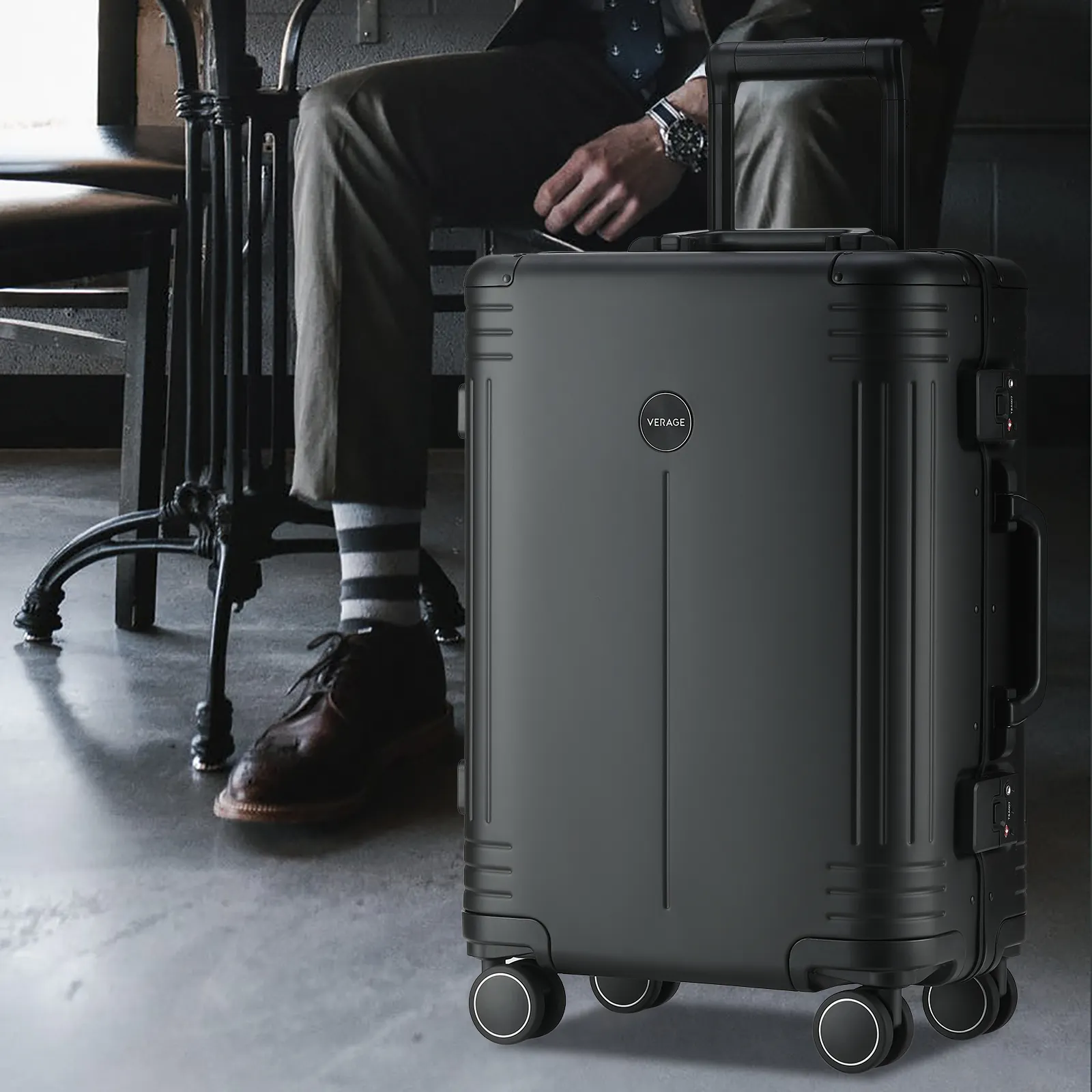 VERAGE yeni varış metalik alüminyum dayanıklı Magnalium spinner tekerlekler bagaj bavul seyahat için büyük kapasiteli taşıma