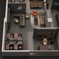 Service de rénovation d'intérieur de bureaux commerciaux, conception de la disposition des espaces de travail, rendu visuel 3D pour projet de bureau de startup