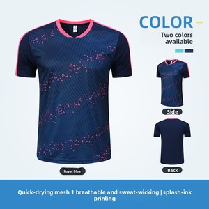 Nouveau T-shirt d'été en maille respirante à séchage rapide, maillot de badminton à manches courtes, haut de sport d'entraînement avec impression personnalisée - Product Image 2
