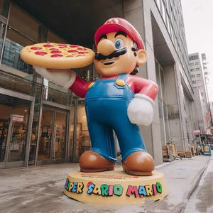 Decoración para el Hogar al por Mayor, Artesanía de Resina de Fibra de Vidrio, Estatua de <span class=keywords><strong>Mario</strong></span> Bros de Tamaño Real con Pizza, Figura de Anime, Escultura para Decoración - Product Image 2