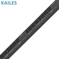 KAILES(KLS) Smart PDU Série MD 32A Triphasé AC 200-240VAC 18+6 Prises C13/C19 24 Prises 6 Disjoncteurs Industriel Noir