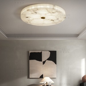 Natural Marble <b>Ceiling</b> <b>Light</b> Round Modern Minimalist Bedroom <b>Light</b> Nordic Style Luxury Room Lighting - Product Image 3