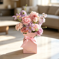 Boîte cadeau florale élégante et écologique pour la fête des mères, avec ruban décoratif, recyclable, nouvelle arrivée 2026, emballage floral romantique