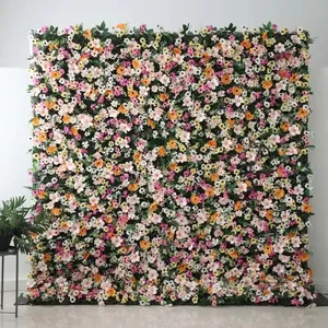 手工制作高品质布艺花卉墙板婚礼装饰墙板花卉