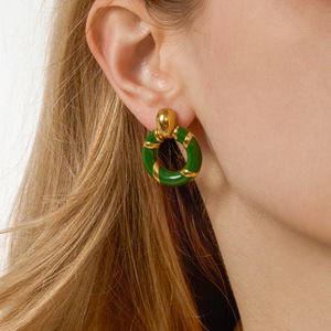 <b>Stud</b> <b>Earrings</b> Geometric Ring Shape Stainless Steel Party Jewelry - Product Image 3