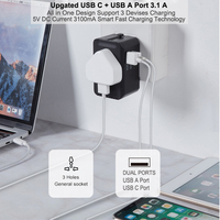 Adaptateur de voyage universel Offre Spéciale avec chargeur intelligent USB et type-c 3.1A prise électrique adaptateur secteur de voyage