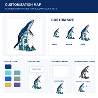 Ensemble de blocs de construction personnalisés Baleine bleue, modèle de vague océanique, jouet de construction DIY en ABS pour enfants de 8 ans et plus