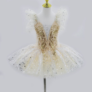 Vestido de Ballet con Lentejuelas para Niñas, Ropa de Actuación <span class=keywords><strong>Beige</strong></span>, Faldas de Danza Moderna para Niñas, Tutú de Ballet para Gimnasia, Ropa de Danza para Niños - Product Image 6