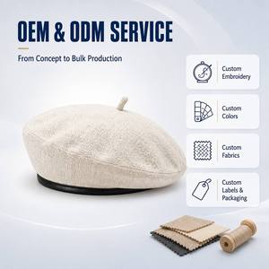 Boina de Piel Sintética Económica al por Mayor con Logotipo Personalizado, Gorra de Fieltro Negra Estilo Francés Chic Artista Vintage OEM ODM - Product Image 1