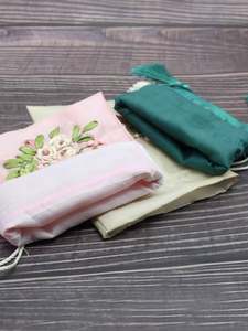 Sacs en coton à cordon de serrage, broderie en coton à cordon de serrage - Product Image 3