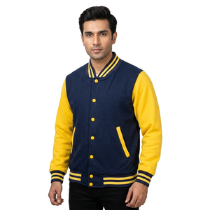 Veste universitaire personnalisée pour homme en laine, style Letterman, avec manches en cuir, appliqués brodés, streetwear, vente en gros - Product Image 1